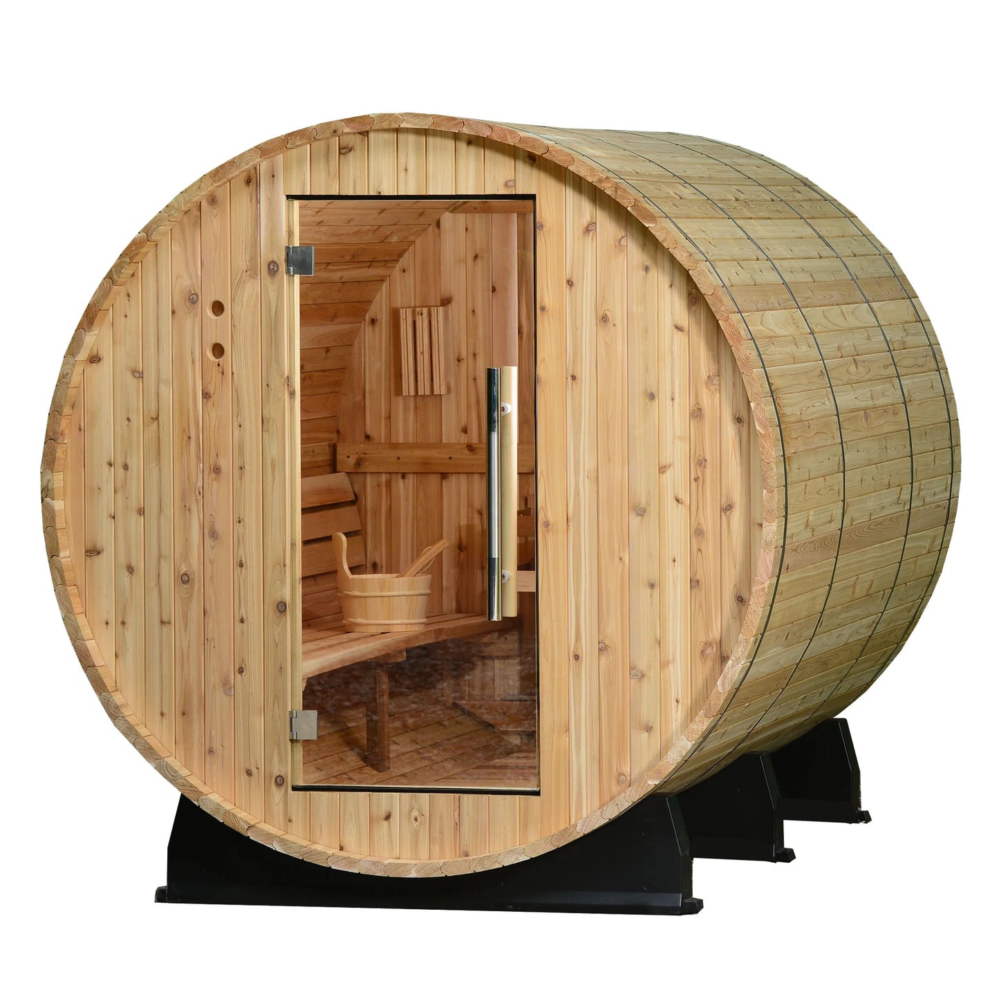 Princeton 6 Person Barrel Sauna in Rustic Cedar