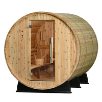 Princeton 6 Person Barrel Sauna in Rustic Cedar