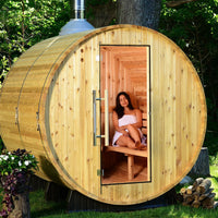 Seneca 6 Person Barrel Sauna in Rustic Cedar