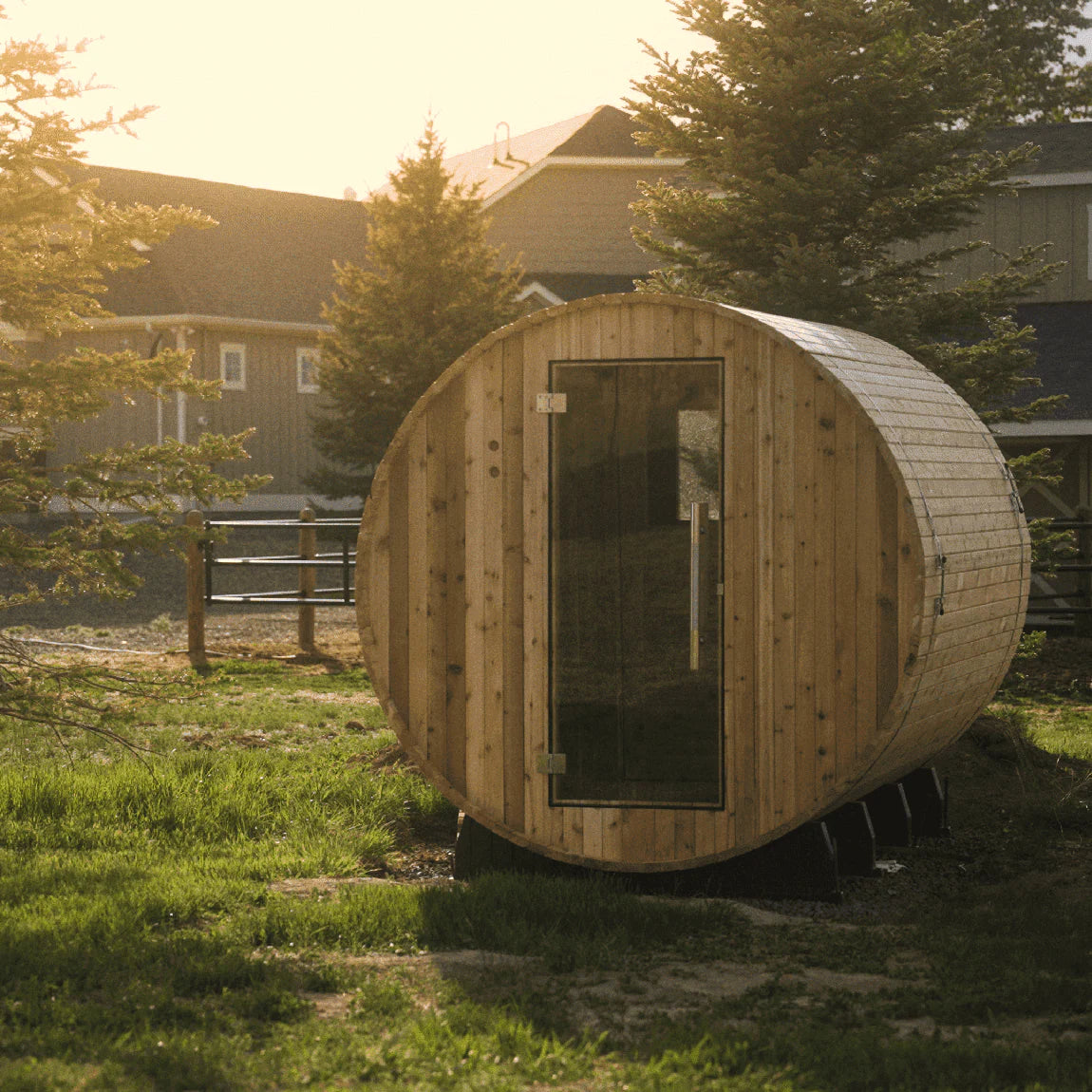 Shenandoah 4 Person Barrel Sauna in Rustic Cedar