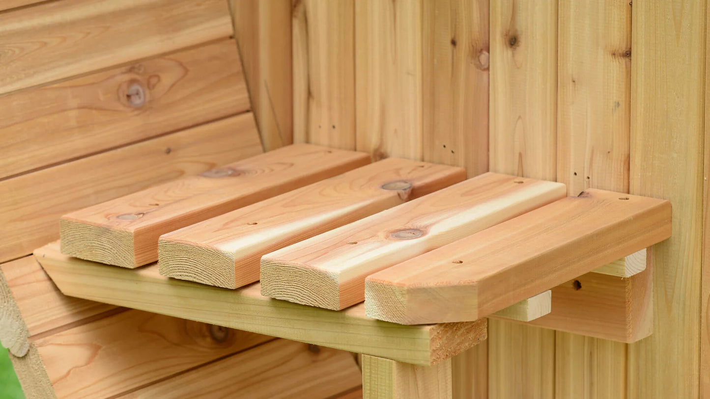 Vienna 2 Person Canopy Barrel Sauna in Rustic Cedar