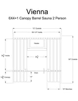 Vienna 2 Person Canopy Barrel Sauna in Rustic Cedar