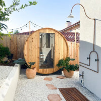 Watoga 2-4 Person Barrel Sauna in Rustic Cedar