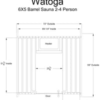 Watoga 2-4 Person Barrel Sauna in Rustic Cedar